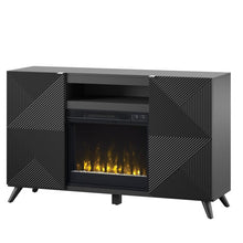 Load image into Gallery viewer, Halvorsen TV Stand for TVs up to 65&quot; with Fireplace Included Black #2437HW
