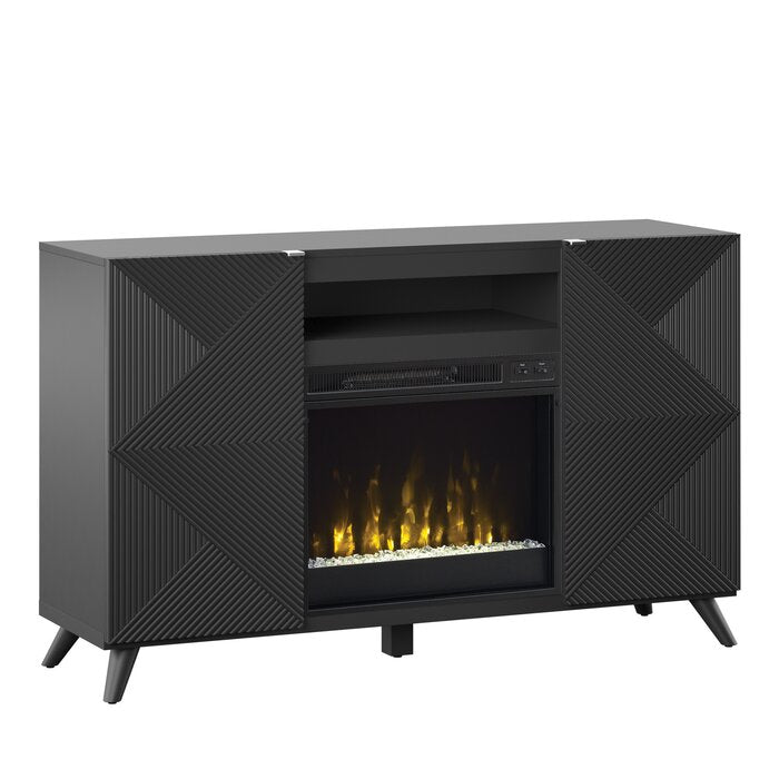 Halvorsen TV Stand for TVs up to 65" with Fireplace Included Black 24