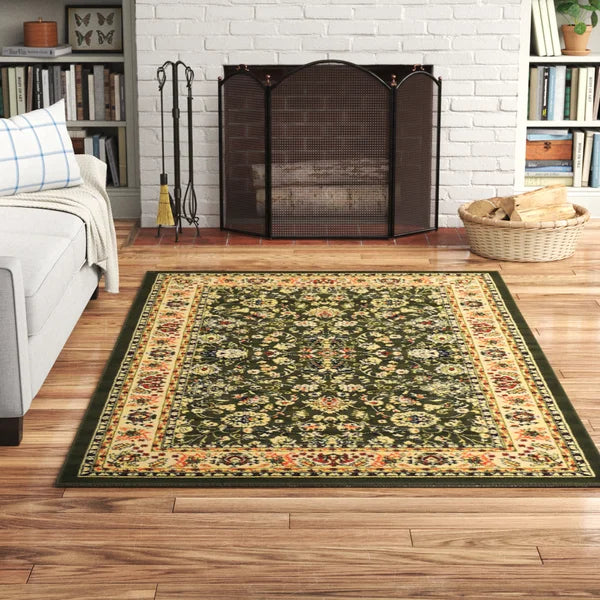 Hanan Power Loom Performance Dark Green Rug 4' x 6'