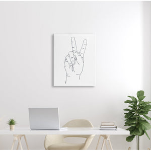 Hand With Peace Sign - Drawing Print