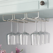 Load image into Gallery viewer, (2) Chrome Under Counter Hanging Wine Racks #9387
