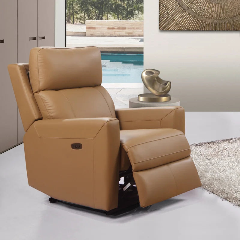 Hanna 31'' Wide Genuine Leather Power Standard Recliner