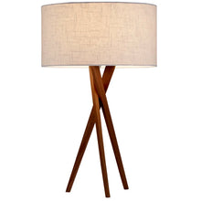 Load image into Gallery viewer, Harcourt 29.5&quot; Light Walnut Tripod Table Lamp
