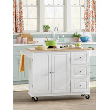 Load image into Gallery viewer, Hardiman 53.75&#39;&#39; Kitchen Cart with Solid Wood Top and Locking Wheels 6660RR
