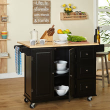 Load image into Gallery viewer, Hardiman 53.75&#39;&#39; Kitchen Cart with Solid Wood Top and Locking Wheels AH3461

