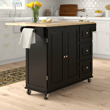 Load image into Gallery viewer, Hardiman 53.75&#39;&#39; Kitchen Cart with Solid Wood Top and Locking Wheels AH3461
