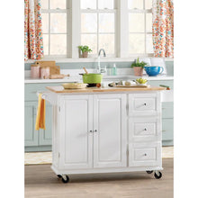 Load image into Gallery viewer, Hardiman 53.75&#39;&#39; Wide Rolling Kitchen Cart with Solid Wood Top
