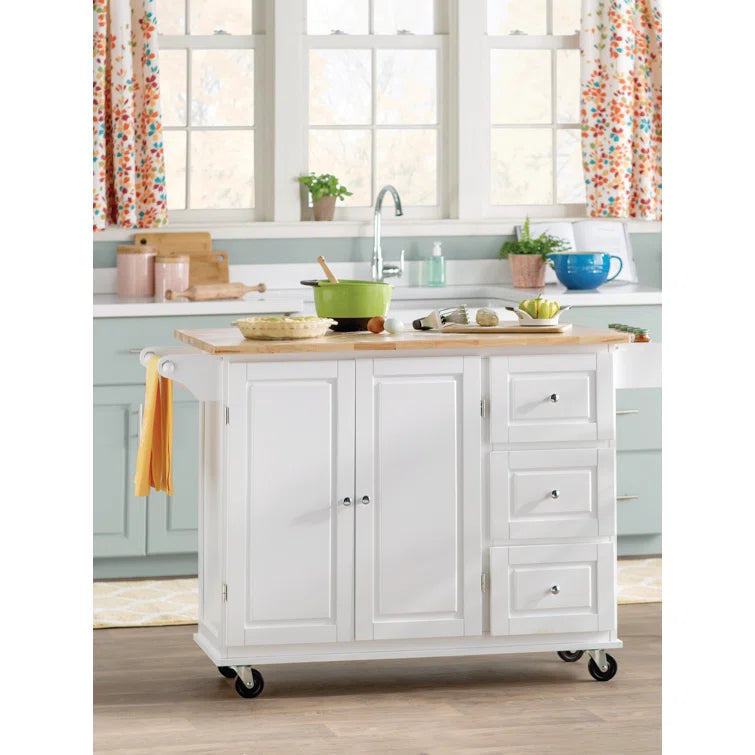 Hardiman 53.75'' Wide Rolling Kitchen Cart with Solid Wood Top
