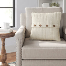 Load image into Gallery viewer, Harrietstown Cable-Knit Cotton Throw Pillow Cream 602ND
