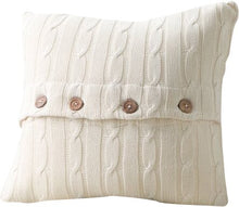 Load image into Gallery viewer, Harrietstown Cable-Knit Cotton Throw Pillow Cream 602ND
