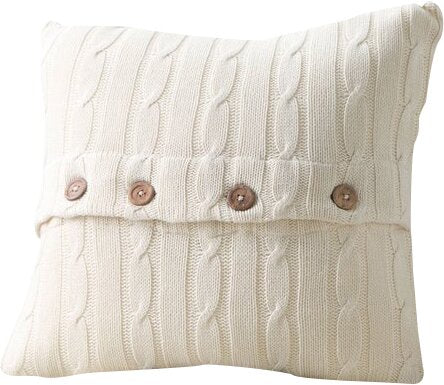 Harrietstown Cable-Knit Cotton Throw Pillow Cream 602ND