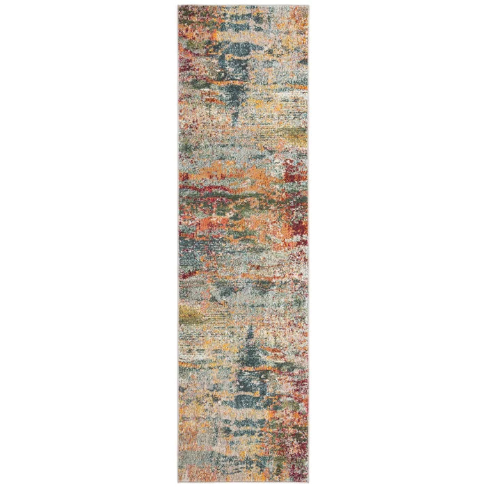 Harrill Abstract Area Rug in Teal/Orange, Runner 2'2