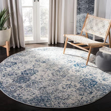 Load image into Gallery viewer, Harty Oriental Area Rug in White/Royal Blue 4&#39; round
