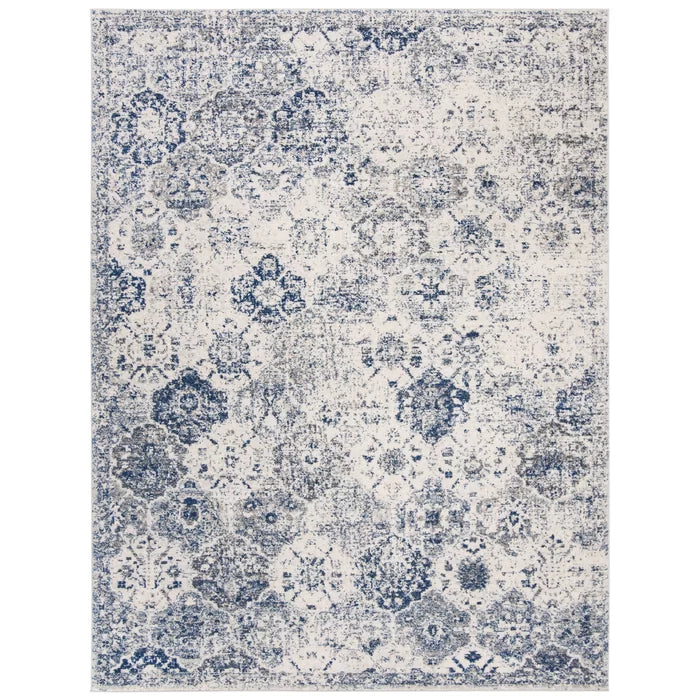 Harty Power Loom Performance White / Royal Blue Rug, Rectangle 12' x 15'