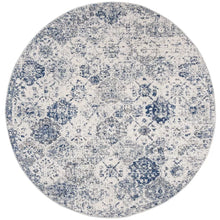 Load image into Gallery viewer, Harty Power Loom Performance White / Royal Blue Rug 3&#39; round
