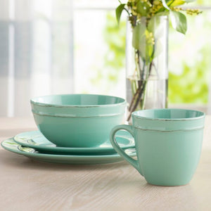 Harwood 16 Piece Dinnerware Set, Service for 4 Sea Foam #1089HW