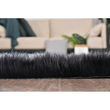 Load image into Gallery viewer, Rectangle 3&#39; x 5&#39; Hassiem Handmade Shag Gray Area Rug Black
