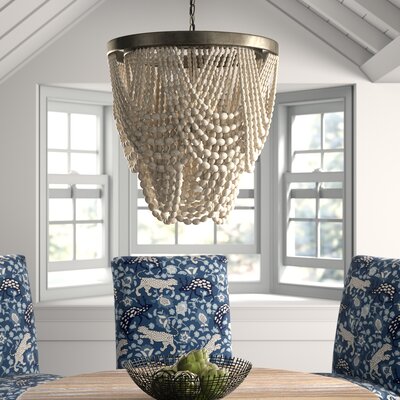 White Hatfield 3 - Light Unique Tiered Chandelier with Beaded Accent 331CDR