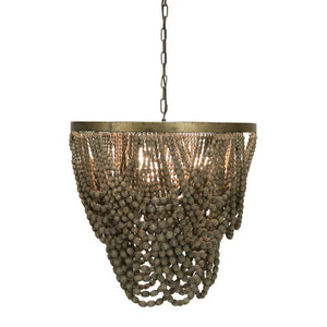 25.5" L x 26" H White Washed Hatfield 3 - Light Unique Tiered Chandelier with Beaded Accents