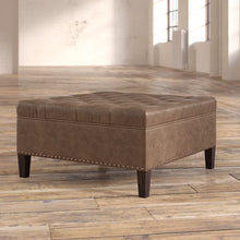 Load image into Gallery viewer, Hattaway 35.5&#39;&#39; Wide Faux Leather Tufted Square Cocktail Ottoman
