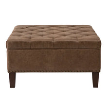 Load image into Gallery viewer, Hattaway 35.5&#39;&#39; Wide Faux Leather Tufted Square Cocktail Ottoman
