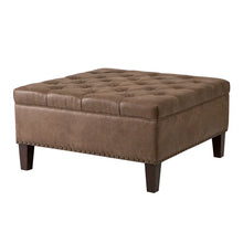 Load image into Gallery viewer, Hattaway 35.5&#39;&#39; Wide Faux Leather Tufted Square Cocktail Ottoman

