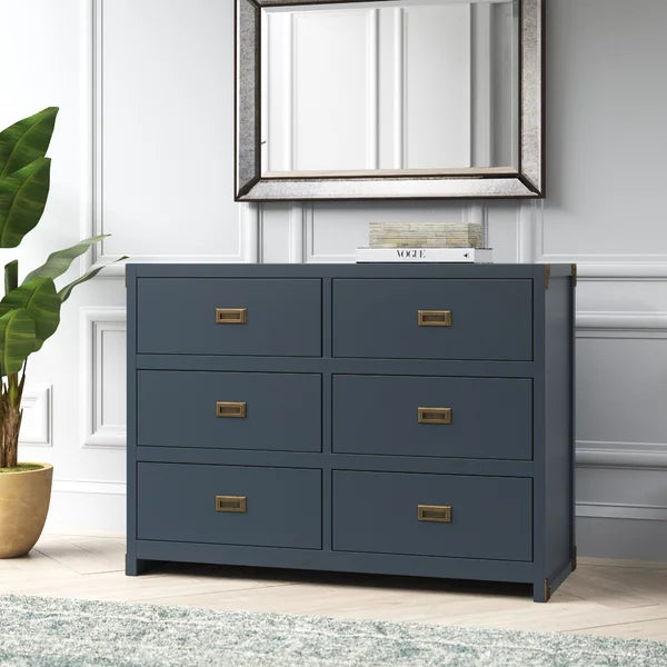Graphite Blue Hawkin 45'' Wide 6 - Drawer Double Dresser