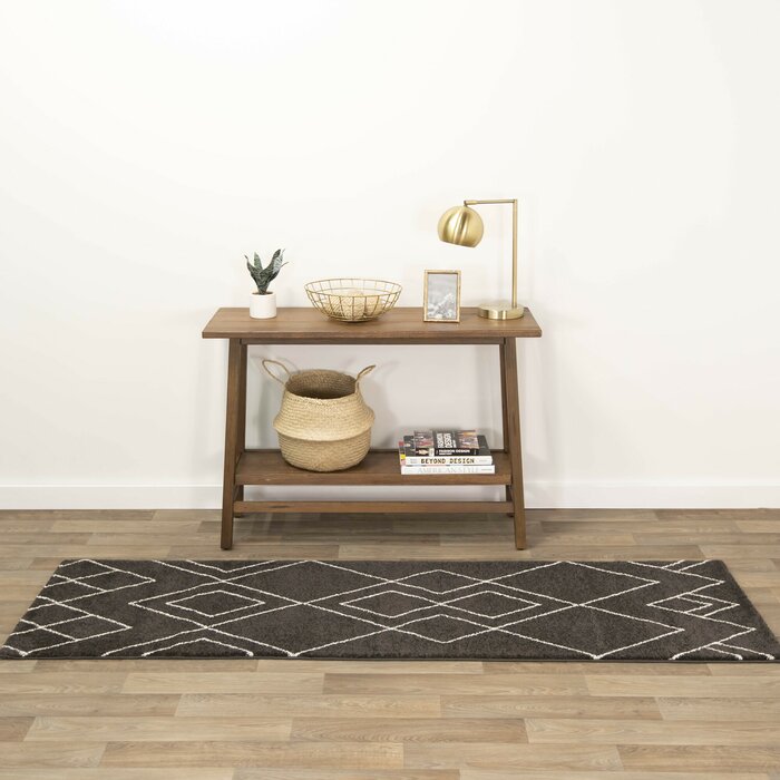 Hawthorne Geometric Black Area Rug Runner#830HW