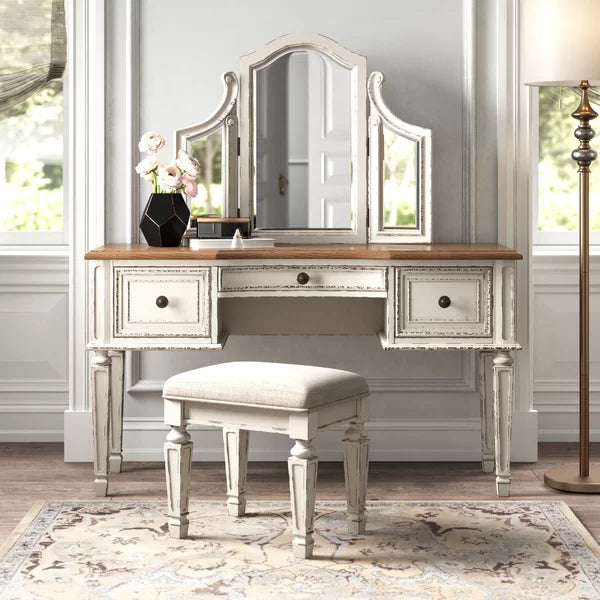 Hayley 54'' Wide Vanity Set with Stool and Mirror