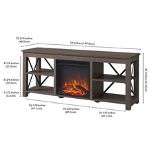 Load image into Gallery viewer, Alder Brown Hazelip TV Stand for TVs up to 65&quot; with Fireplace Included
