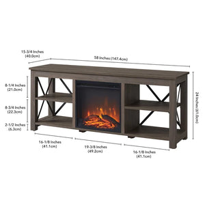 Alder Brown Hazelip TV Stand for TVs up to 65" with Fireplace Included