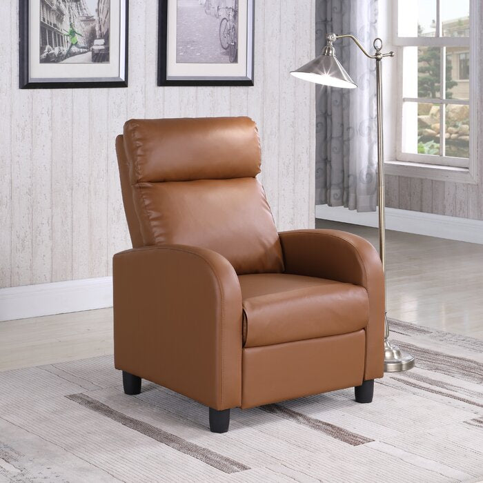 Hebron Faux Leather Manual Recliner, Color: Brown,#6394