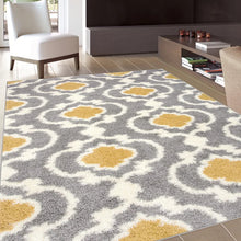 Load image into Gallery viewer, Hegwood Geometric Shag Area Rug in Mustard Yellow, Rectangle 5&#39;3&quot; x 7&#39;3
