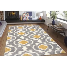 Load image into Gallery viewer, Hegwood Geometric Shag Area Rug in Mustard Yellow, Rectangle 5&#39;3&quot; x 7&#39;3
