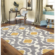 Load image into Gallery viewer, Hegwood Geometric Shag Area Rug in Mustard Yellow, Rectangle 5&#39;3&quot; x 7&#39;3

