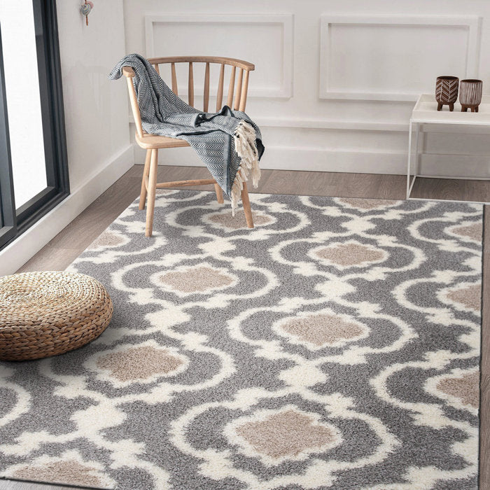 Hegwood Moroccan Area Rug in Dark Gray, Rectangle 7'10