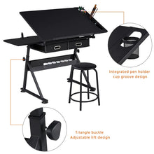 Load image into Gallery viewer, Height Adjustable Drafting Table and Chair Set
