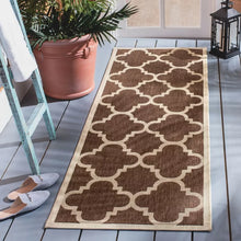 Load image into Gallery viewer, Herefordshire Geometric Indoor / Outdoor Area Rug in Dark Brown 2&#39;3&quot; x 10&#39;
