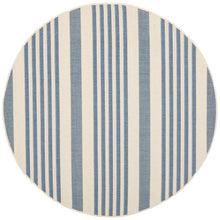 Load image into Gallery viewer, Herefordshire Striped Indoor / Outdoor Area Rug in Beige/Blue 6&#39;7&quot; round
