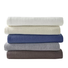 Load image into Gallery viewer, Full/Queen Eggshell Herringbone Cotton Blanket
