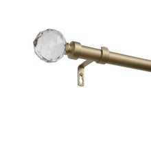 Load image into Gallery viewer, 36&quot; - 72&quot; Gold Hickson Adjustable Crystal Ball Single Curtain Rod

