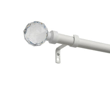 Load image into Gallery viewer, 66&quot; - 120&quot; Matte White Hickson Crystal Ball Single Curtain Rod
