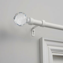 Load image into Gallery viewer, 66&quot; - 120&quot; Matte White Hickson Crystal Ball Single Curtain Rod
