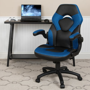 High Back  Style Ergonomic PC & Racing Game Chair Blue/Black #1779HW