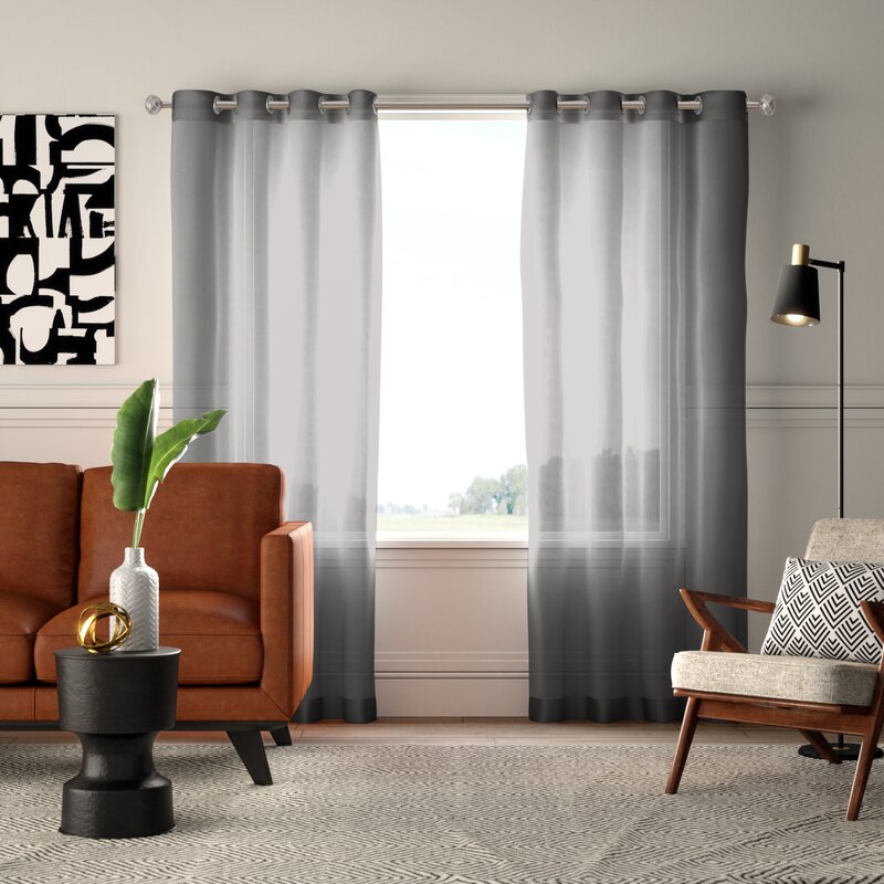 Highlawn Solid Semi-Sheer Grommet Curtain Panels (Set of 2) GL625 (2 boxes)