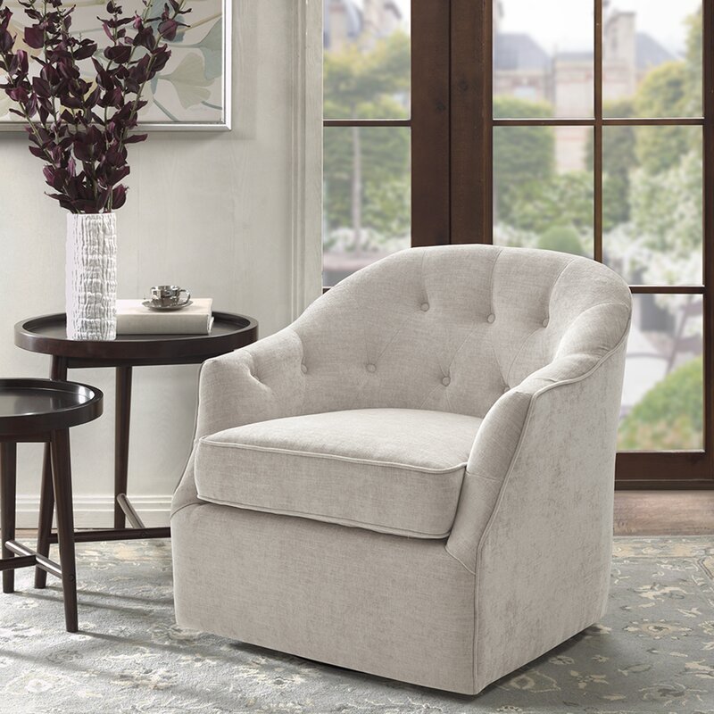 Hirth 30.3'' Wide Tufted Velvet Swivel Armchair