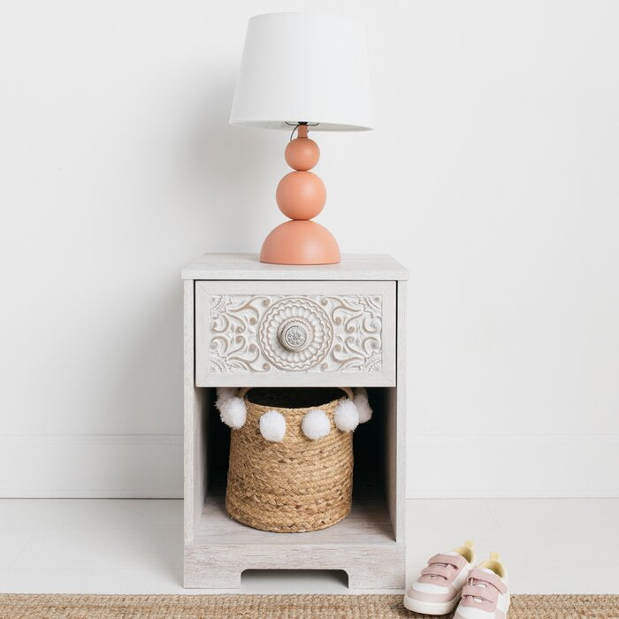 White Hoang Solid + Manufactured Wood Nightstand