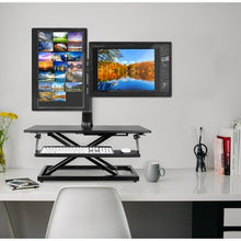 Load image into Gallery viewer, Hobson Height Adjustable Universal 2 Screen Desk Mount Black 317ND
