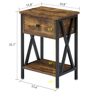 Hodnett 21.7'' Tall 1 - Drawer Nightstand (Set of 2)