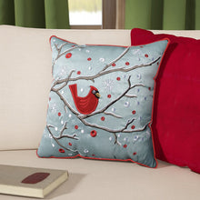 Load image into Gallery viewer, Holiday Cardinal on Snowy Branch Throw Pillow (SET OF 2)
